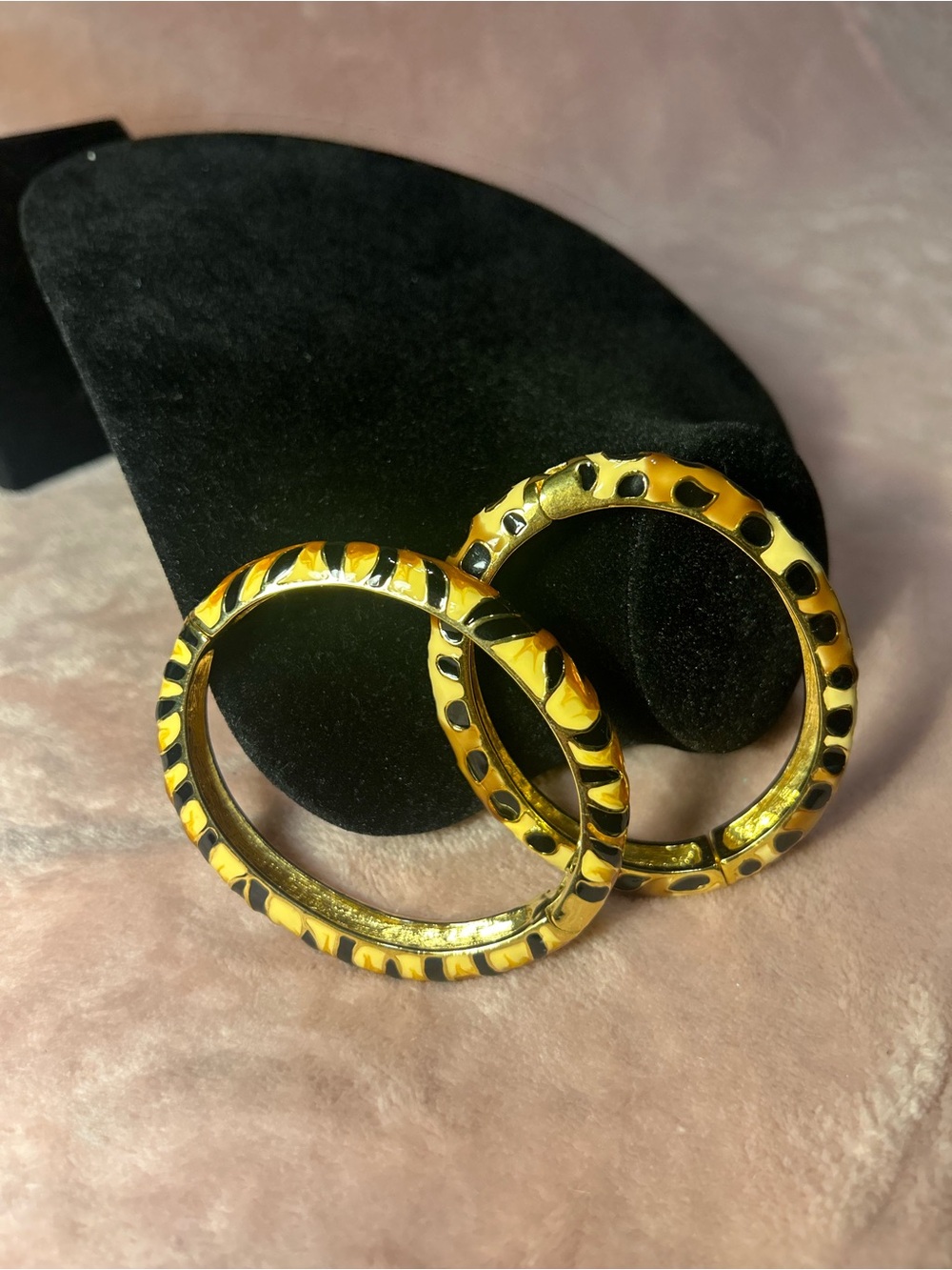 Vintage 90’s Kenneth Jay Lane Jungle Patterned sign bracelets.